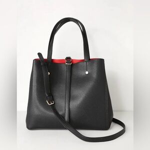 Lulu's Back to Business Black Tote with Red Accent